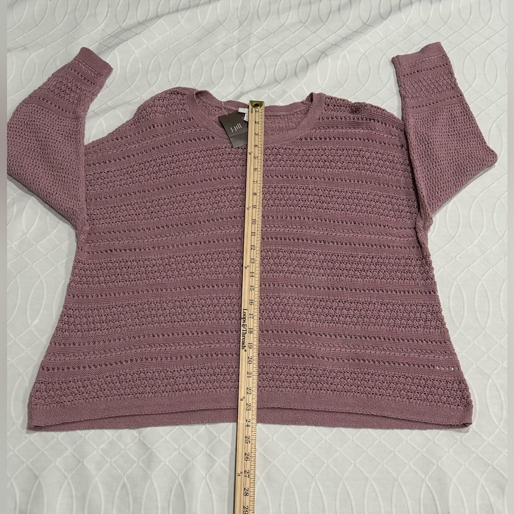 J. Jill Women’s NWT Tunic Sweater Dk Mauve Open Weave Pattern Size XLP - Picture 8 of 10